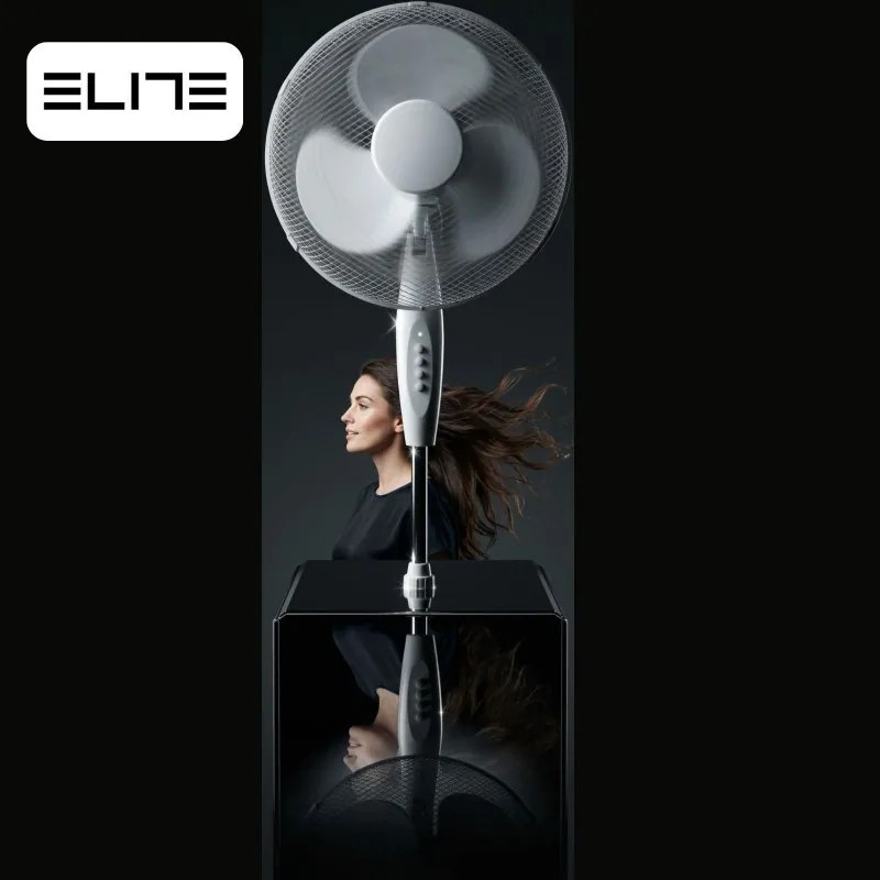 Ventilator de podea Elite EHSF-0362-2, 45 W, 40 cm, 3 viteze, Oscilatie, Alb