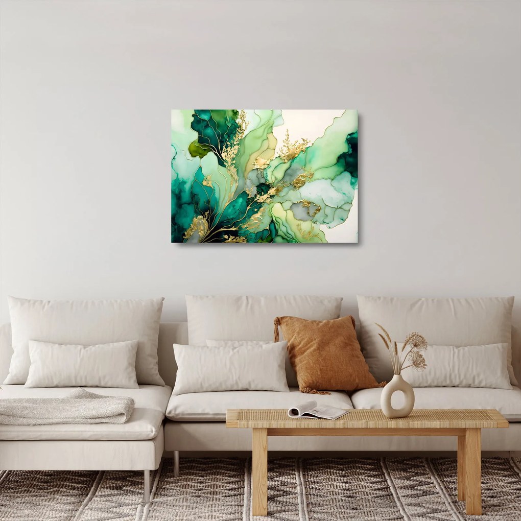 Tablou pe sticlă - Abstractizare verde (70x50 cm)