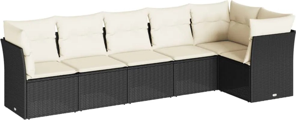 vidaXL Set mobilier de grădină cu perne, 6 piese, negru, poliratan