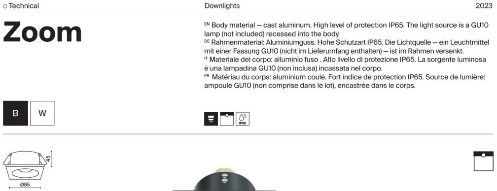 Corp incastrabil cu 2 spoturi design tehnic Zoom alb