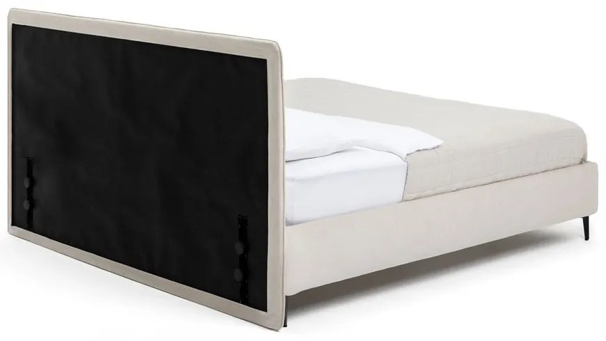 Pat dublu tapițat bej cu saltea și somieră 160x200 cm Noira Slim - Bonami Selection