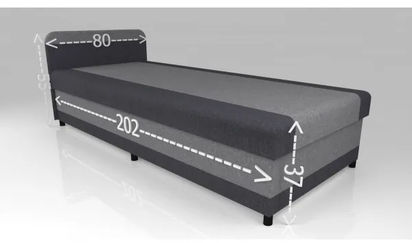 Pat tapițat cu spațiu de depozitare TALI 80 x 202 cm, gri/antracit