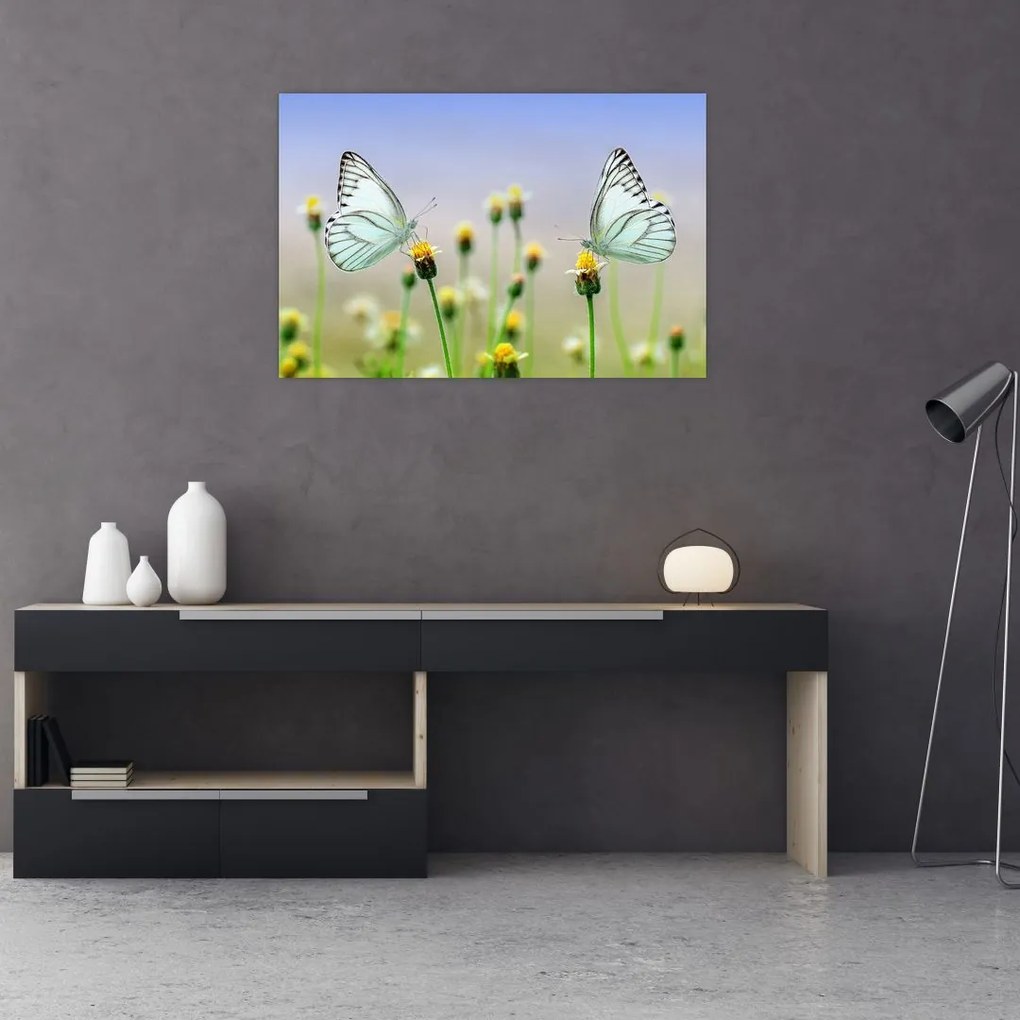 Tablou cu fluture pe floare (90x60 cm)