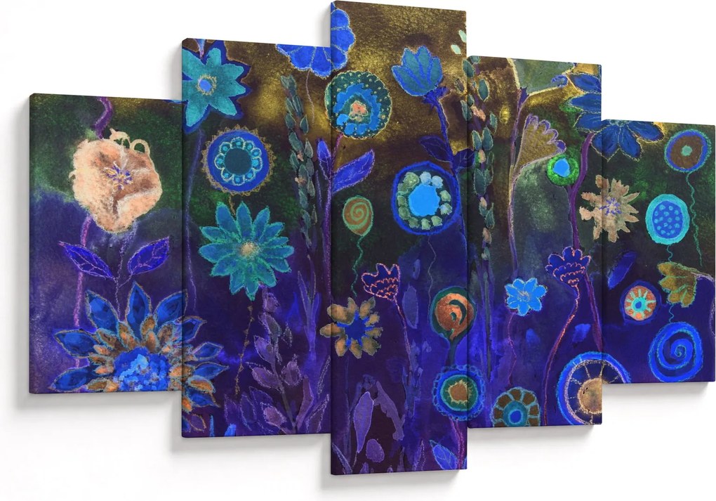 Tablou - Flori albastru închis (150x105 cm)