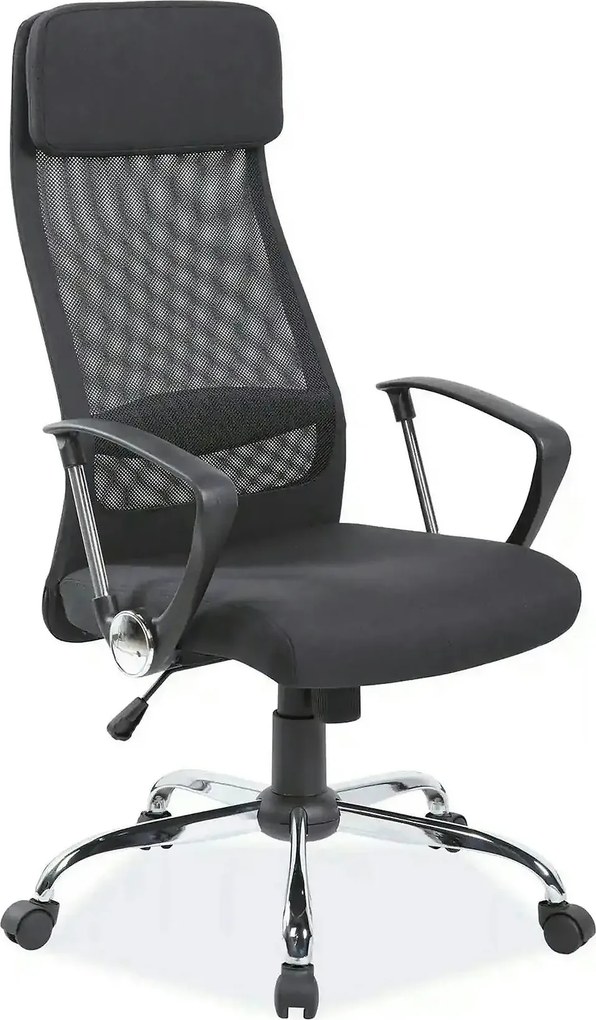 Scaun de birou Q-345, negru, stofa mesh/metal/plastic, 62x49x118/128 c