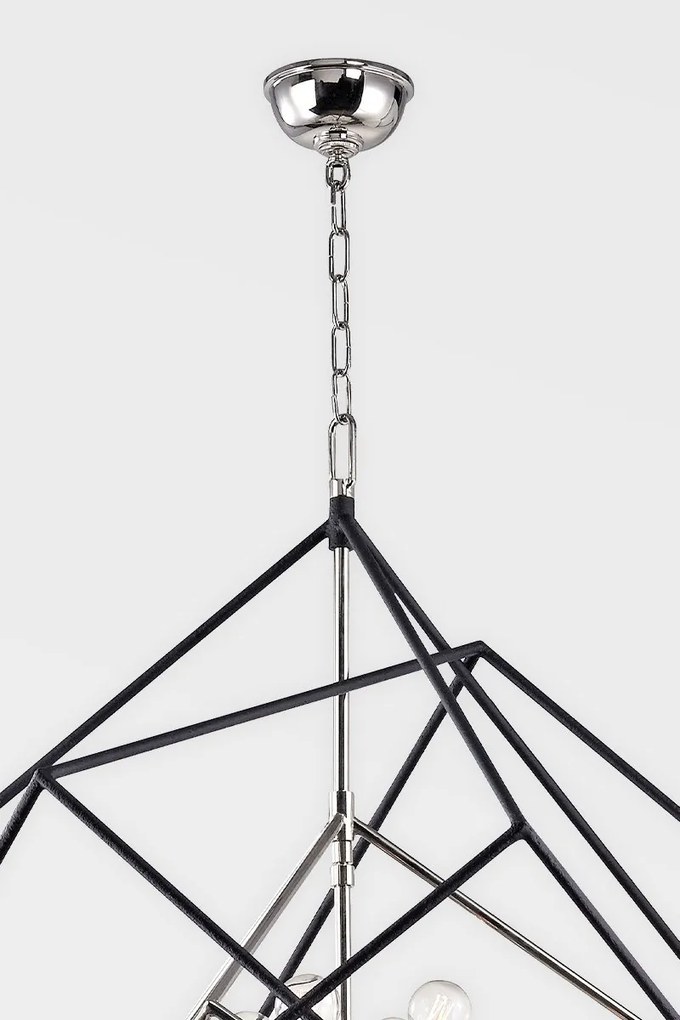 Lustra suspendata LUX design geometric ROUNDOUT nichel lustruit, cu 9 surse de lumina