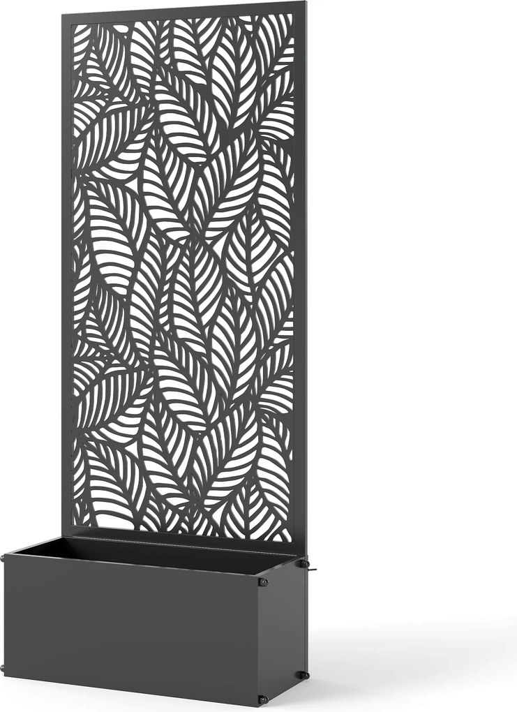 Outsunny Jardinieră cu spalier, ladă pentru flori, cu paravan, pentru plante cățărătoare, metal, 45 x 21,5 x 110 cm, negru | Aosom Romania