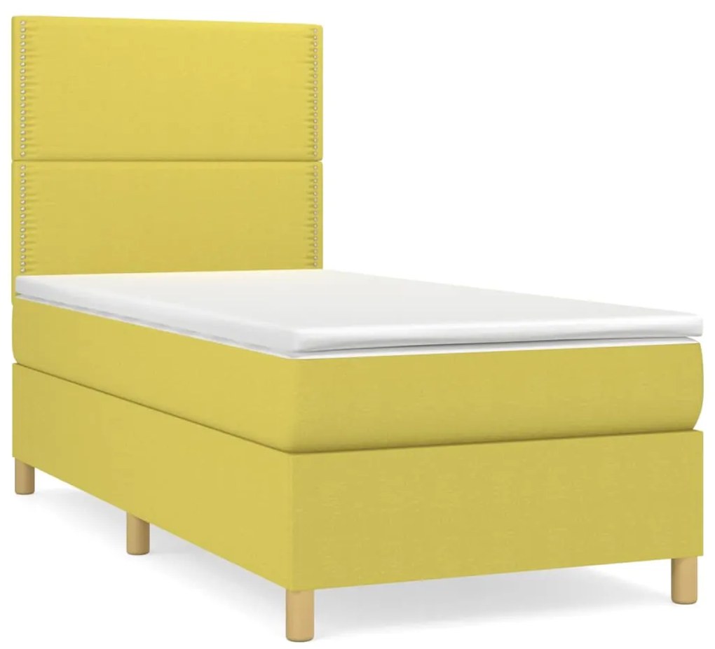 3142216 vidaXL Pat box spring cu saltea, verde, 80x200 cm, textil
