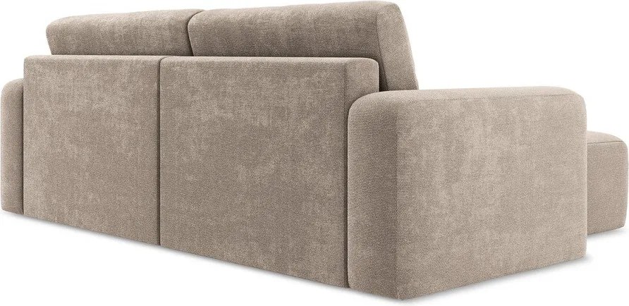 Colțar bej extensibil/cu spațiu de depozitare cu tapițerie din chenille (cu colț pe partea stângă/cu șezlong) Kona – Makamii