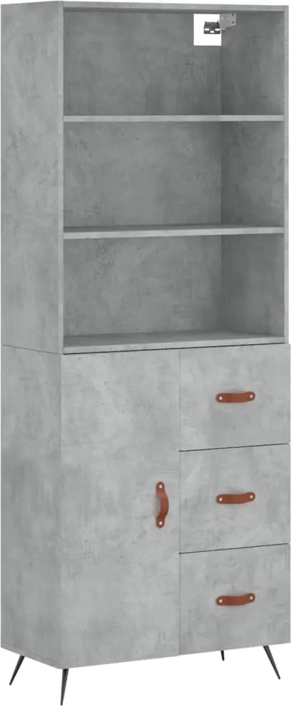 vidaXL Dulap înalt, gri beton, 69,5x34x180, lemn compozit