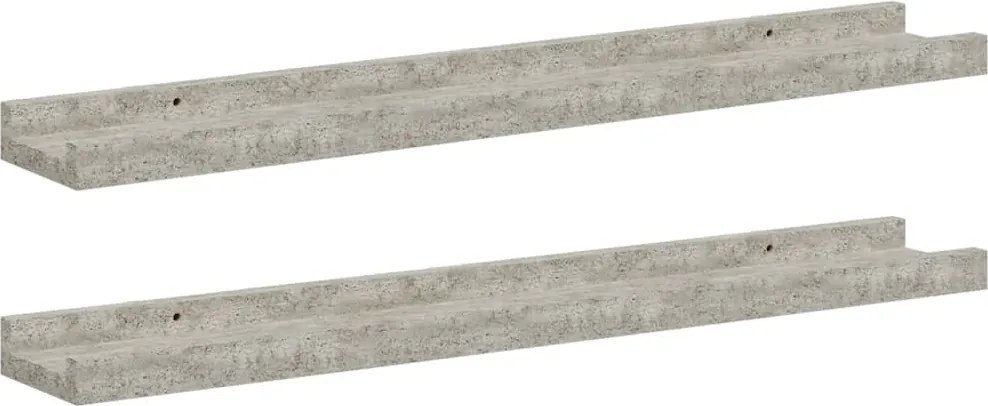 vidaXL Rafturi de perete, 2 buc., gri beton, 60x9x3 cm