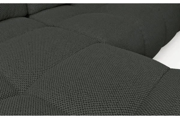 Canapea colțar extensibil ALMADA, tapițată, cu spațiu de depozitare, formă L, orientare stânga, antracit