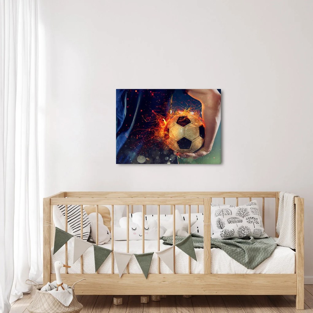 Tablou - Minge de fotbal în flăcări (70x50 cm)