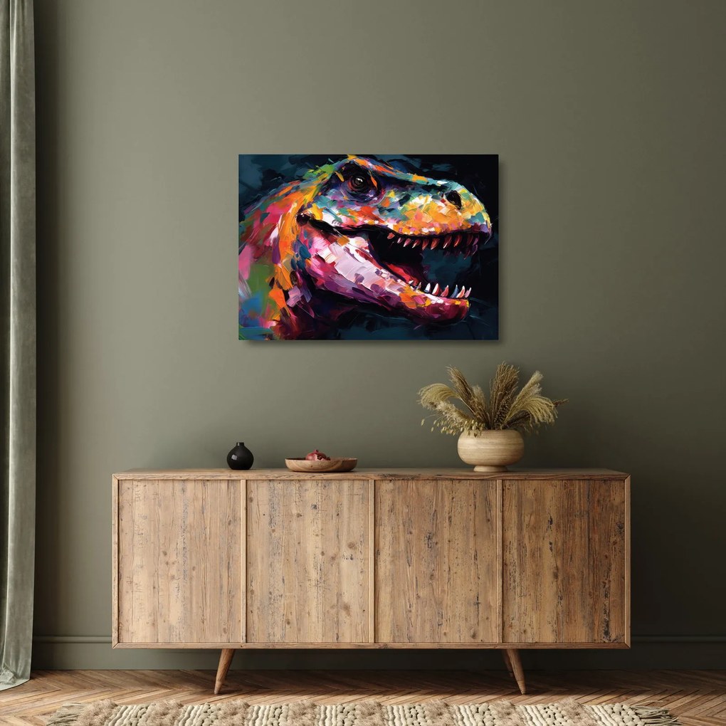 Tablou pe sticlă - Dinozaur, pictură (70x50 cm)