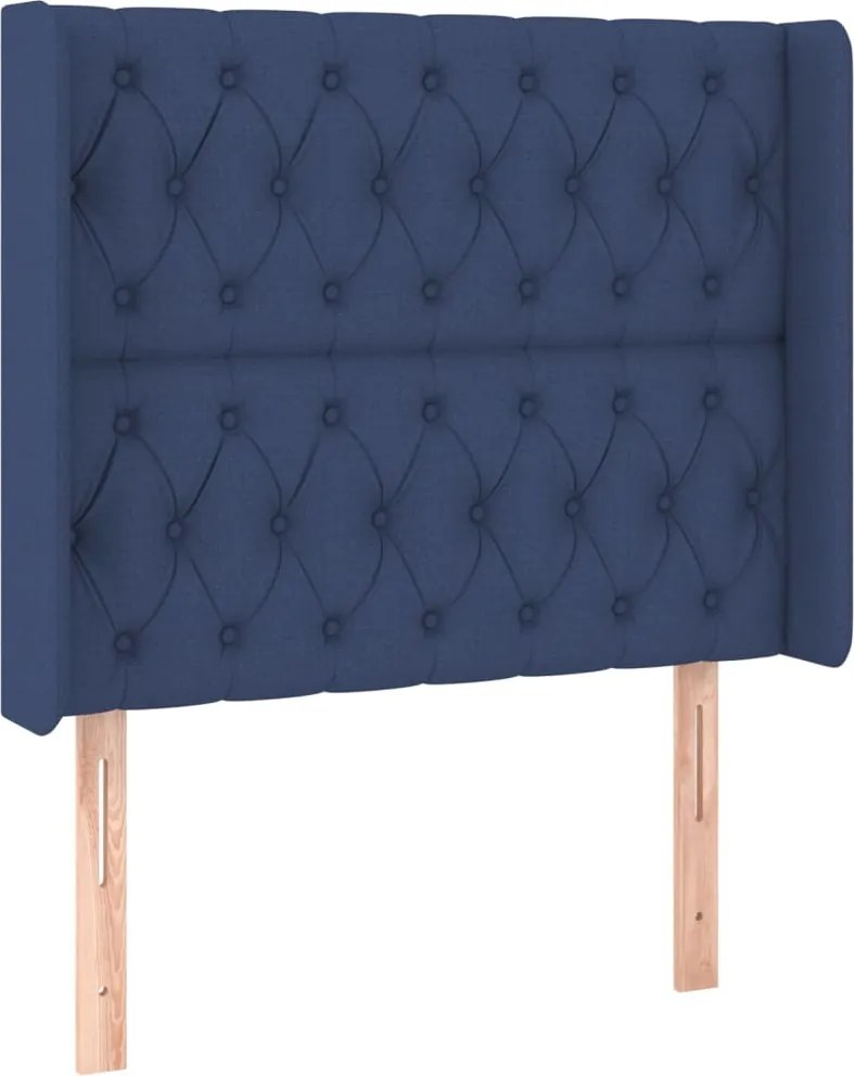 vidaXL Tăblie de pat cu aripioare, albastru, 93x16x118/128 cm, textil