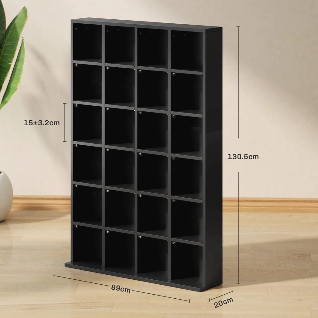 HOMCOM Mobilier de depozitare multimedia 480 CD/312 DVD - bibliotecă din lemn cu rafturi reglabile, 89 x 130,5 cm, negru | Aosom Romania