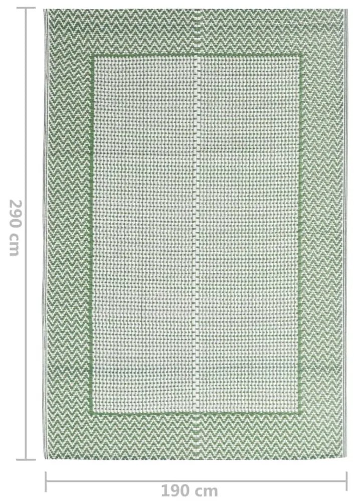 Covor de exterior, verde, 190x290 cm, PP Verde si alb, 190 x 290 cm