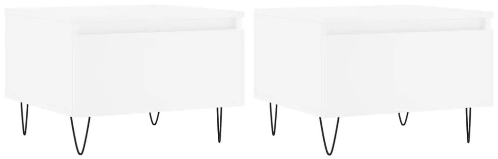 vidaXL Măsuțe de cafea, 2 buc., alb, 50x46x35 cm, lemn prelucrat