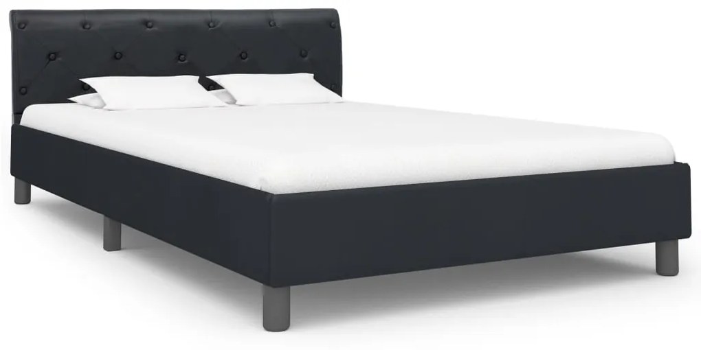 284878 vidaXL Cadru de pat, negru, 120 x 200 cm, piele ecologică