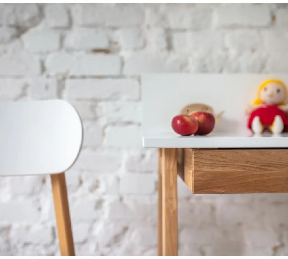 Birou cu bază din lemn de frasin Ragaba Luka, lungime 65 cm, alb