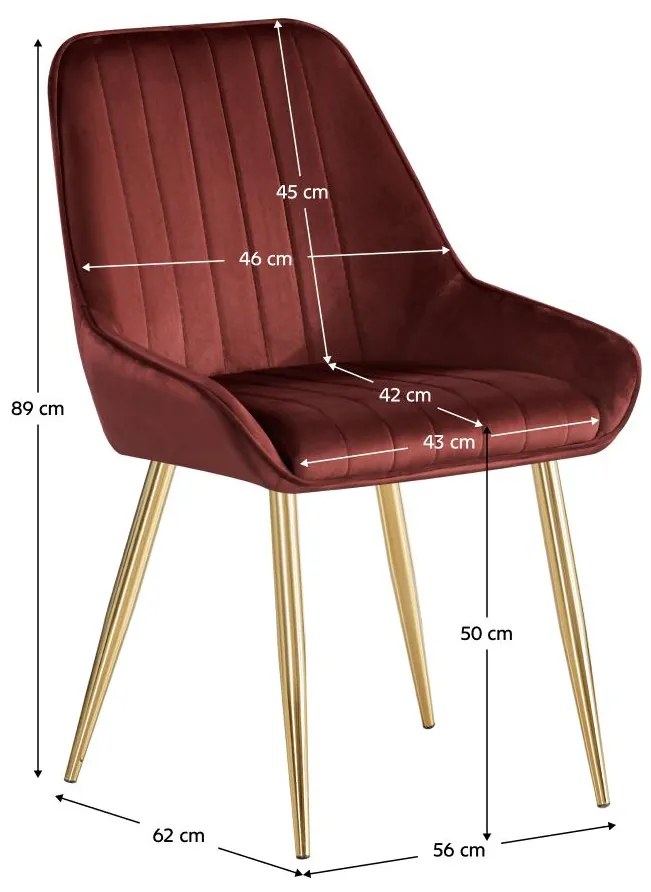 Scaun sufragerie Soddy (bordo + auriu) . 1116451
