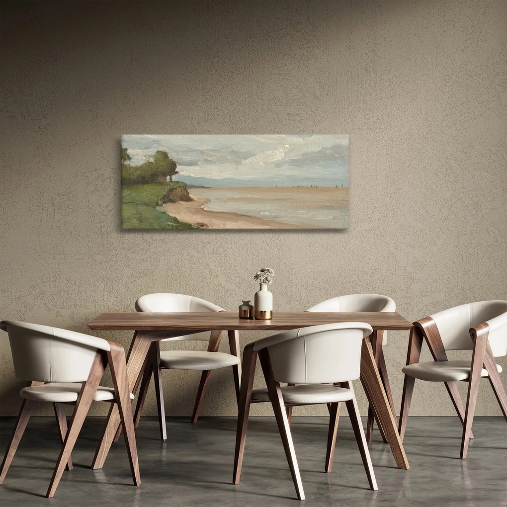 Tablou - Jean-Baptiste-Camille Corot, Beach Near Etretat, reproducere (120x50 cm)