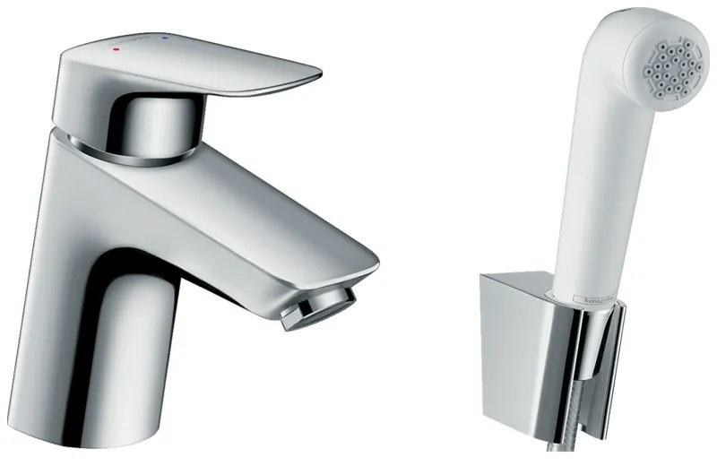 Set baterie lavoar si para cu furtun tip bideu, Hansgrohe, Logis, Crom