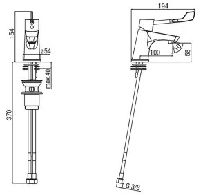 Baterie lavoar Sapho LEA, 15,4 cm, crom lucios