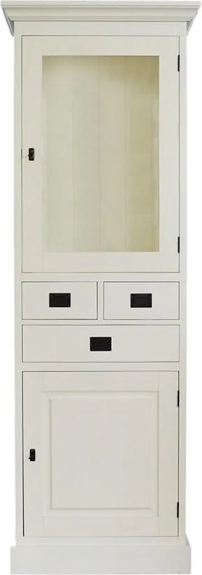 Vitrină lemn masiv alb, 70 × 40 × 200 cm