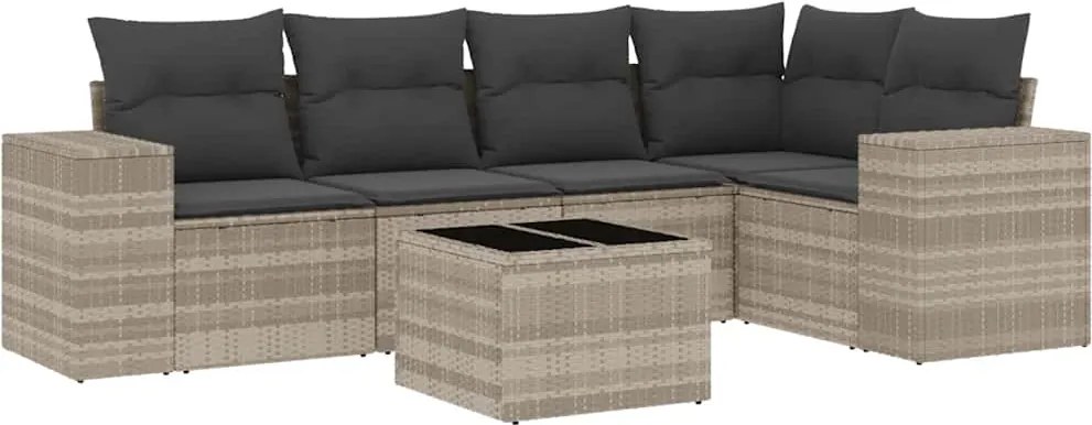 vidaXL Set canapele de grădină cu perne, 6 piese gri deschis poliratan