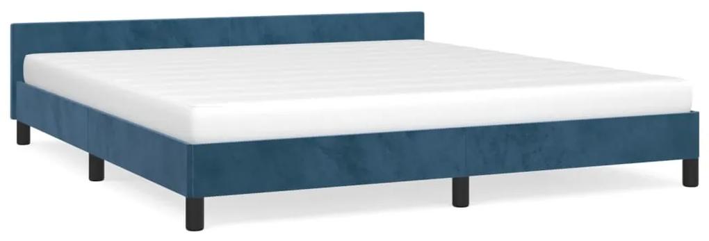 Cadru de pat cu tablie, albastru inchis, 180x200 cm, catifea Albastru, 180 x 200 cm