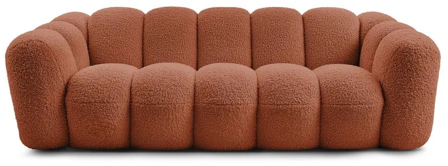 Canapea cărămizie cu tapițerie din țesătură bouclé 232 cm Hippolyte – Bobochic Paris