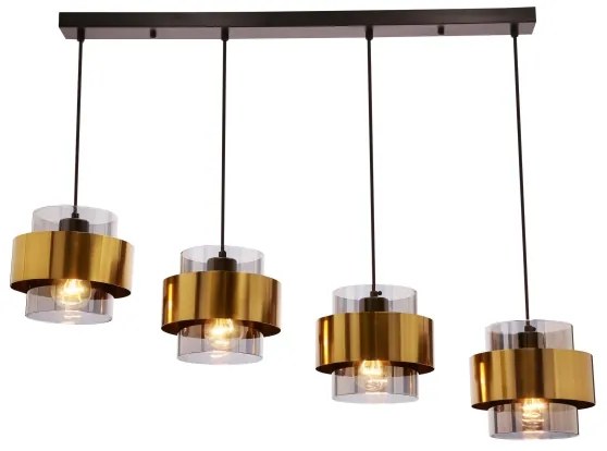 Lustră pe cablu SPIEGA 4xE27/60W/230V auriu/negru