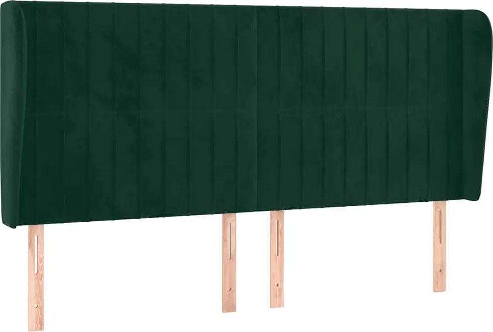 vidaXL Tăblie pat cu aripioare verde închis 163x23x118/128 cm catifea