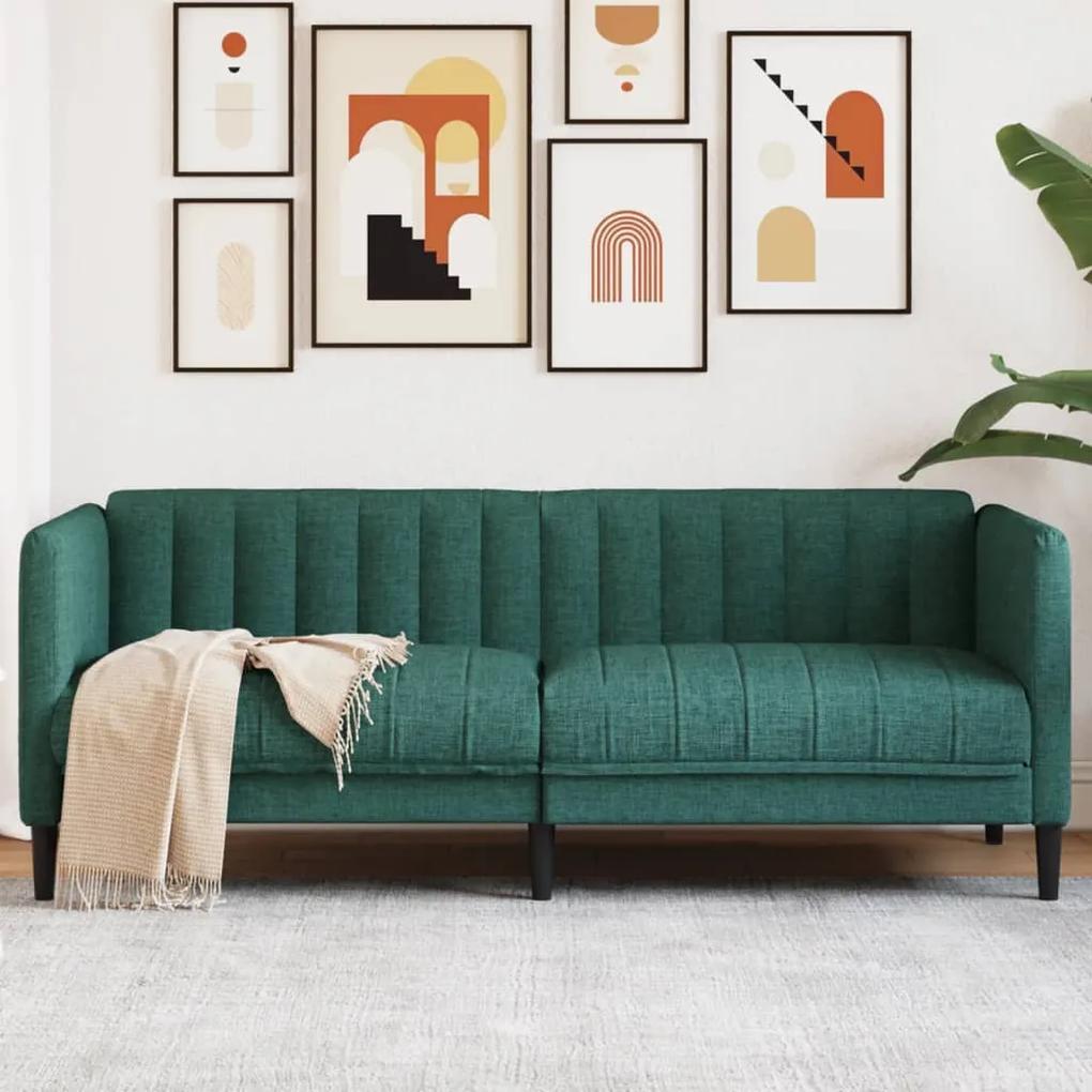 Canapea, 2 locuri, verde inchis, material textil