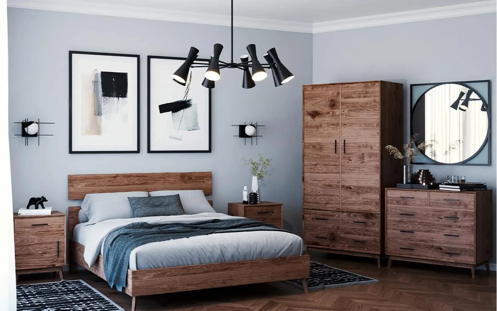Pat lemn masiv Timeless 90x190 cm Whisky