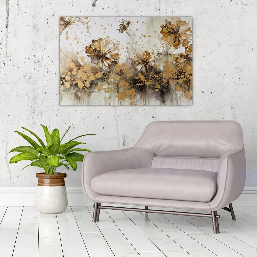 Tablou - pictură abstractă florală (90x60 cm)