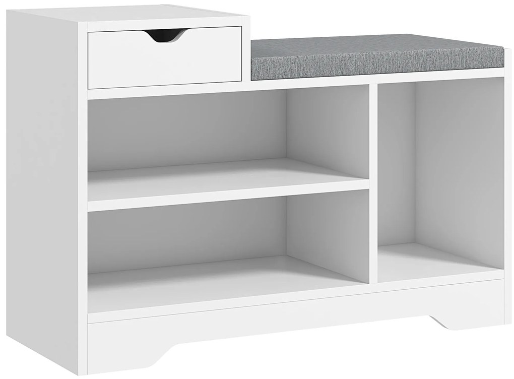 HOMCOM Mobilier și banc pentru pantofi 1 sertar și 3 compartimente, capacitate 5 perechi MDF, 76,5L x 30A x 52Î cm | Aosom Romania
