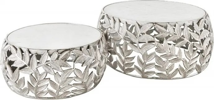 Set de 2 masute design unicat realizate manual Abstract Leaf argintiu