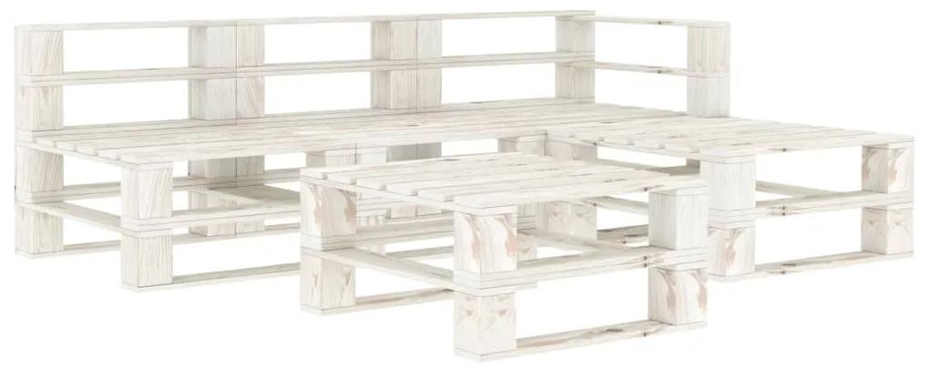 3052174 vidaXL Set mobilier de grădină din paleți, 5 piese, alb, lemn
