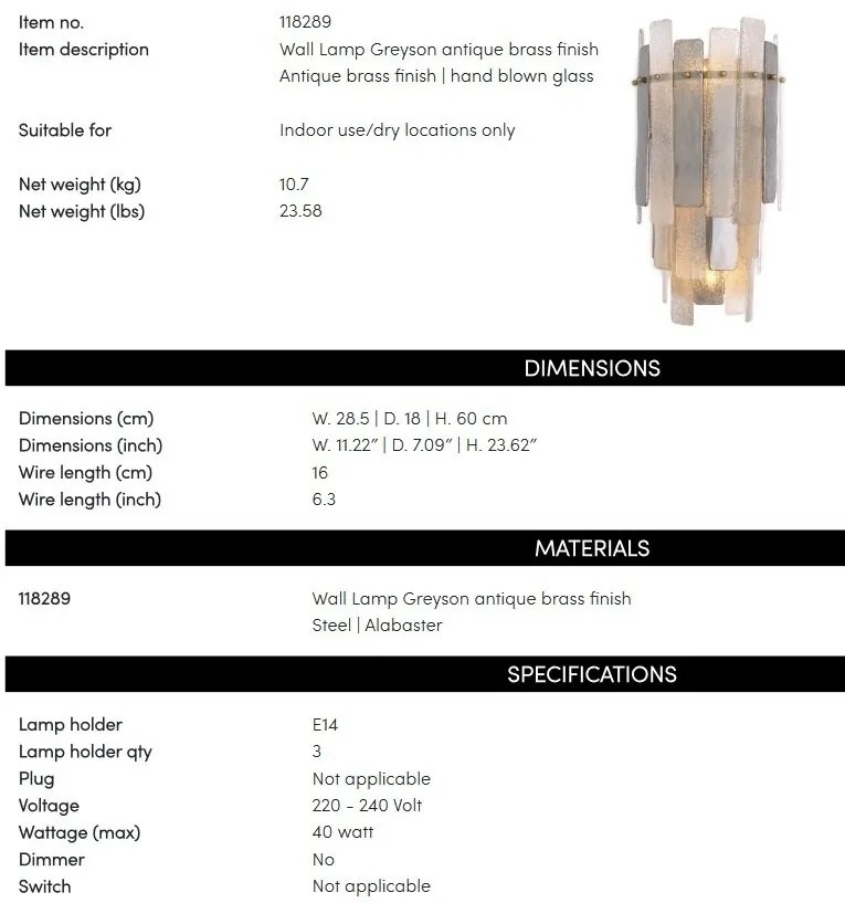 Aplica de perete LUX design deosebit Greyson
