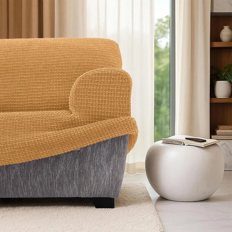 Huse super elastice RUBINIA aurii colțar (l. 340 - 540 cm)