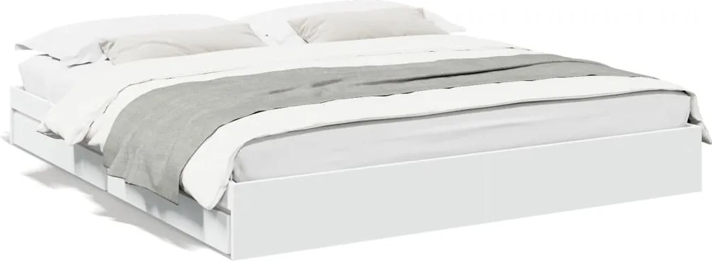vidaXL Cadru de pat cu sertare alb 200x200 cm lemn prelucrat