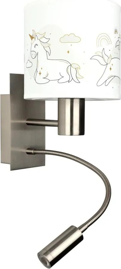 Brilagi - Lampă LED flexibilă BOBO 1xE27/25W/230V + LED/3W m. crom/alb/cu unicorni