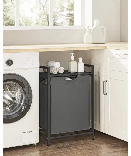 Coș pentru rufe REX, negru/gri