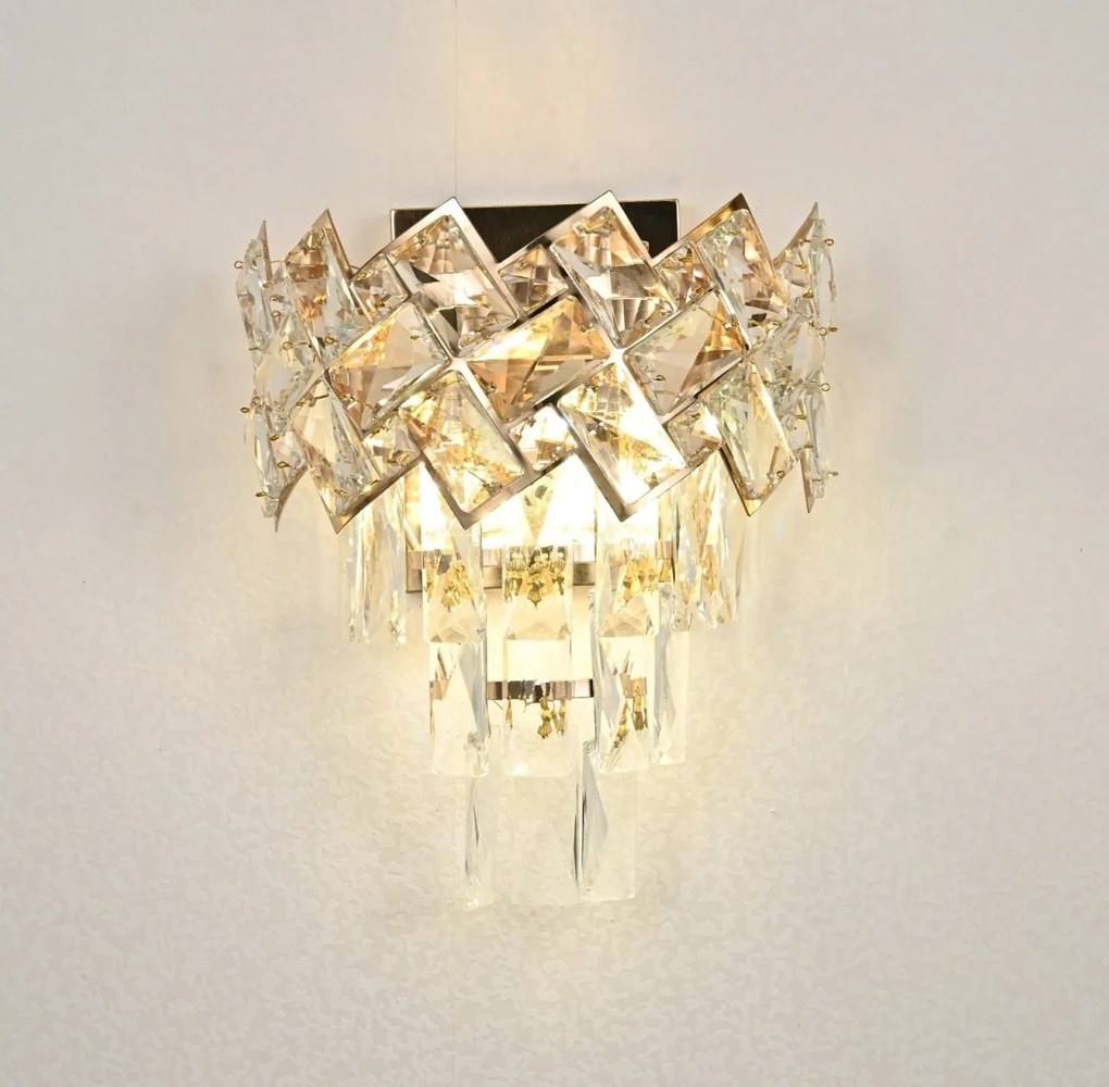 Aplica Textura Cristal, Metal, 2 X E14, Auriu