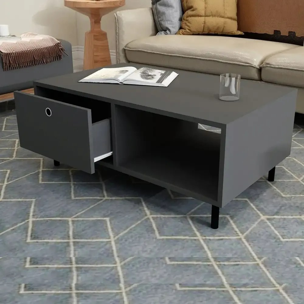 Masuta cafea Nando cu sertar,living,culoare antracit,100 cm