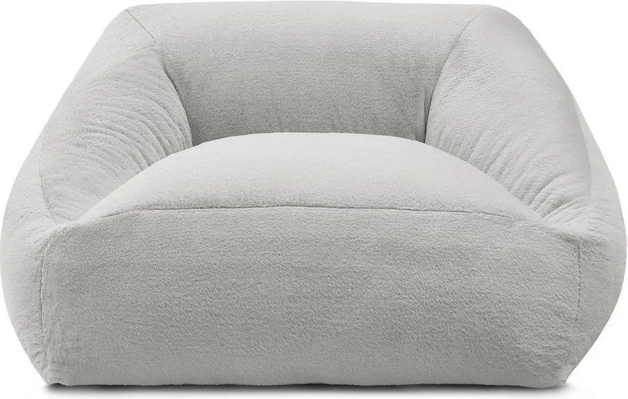 Fotoliu bean bag gri deschis cu tapițerie din blană artificială Lilibet – Bobochic Paris