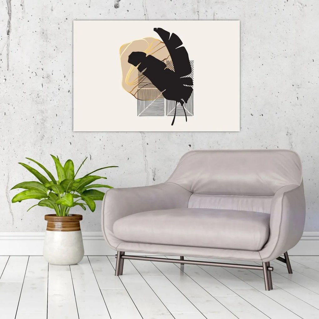 Tablou - Abstracție cu frunze tropicale N⁰4 (90x60 cm)