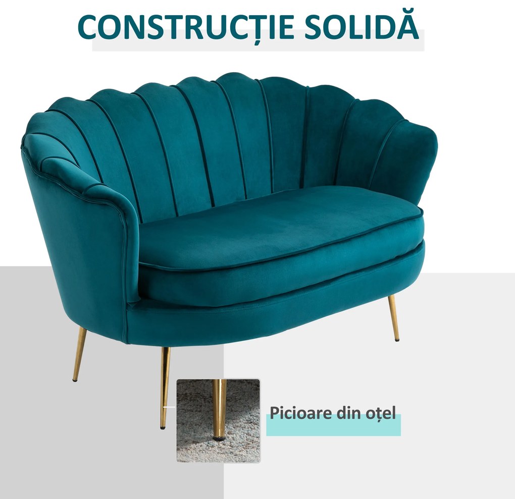 HOMCOM canapea 2 locuri, model scoica 130x77x77 cm | Aosom Romania